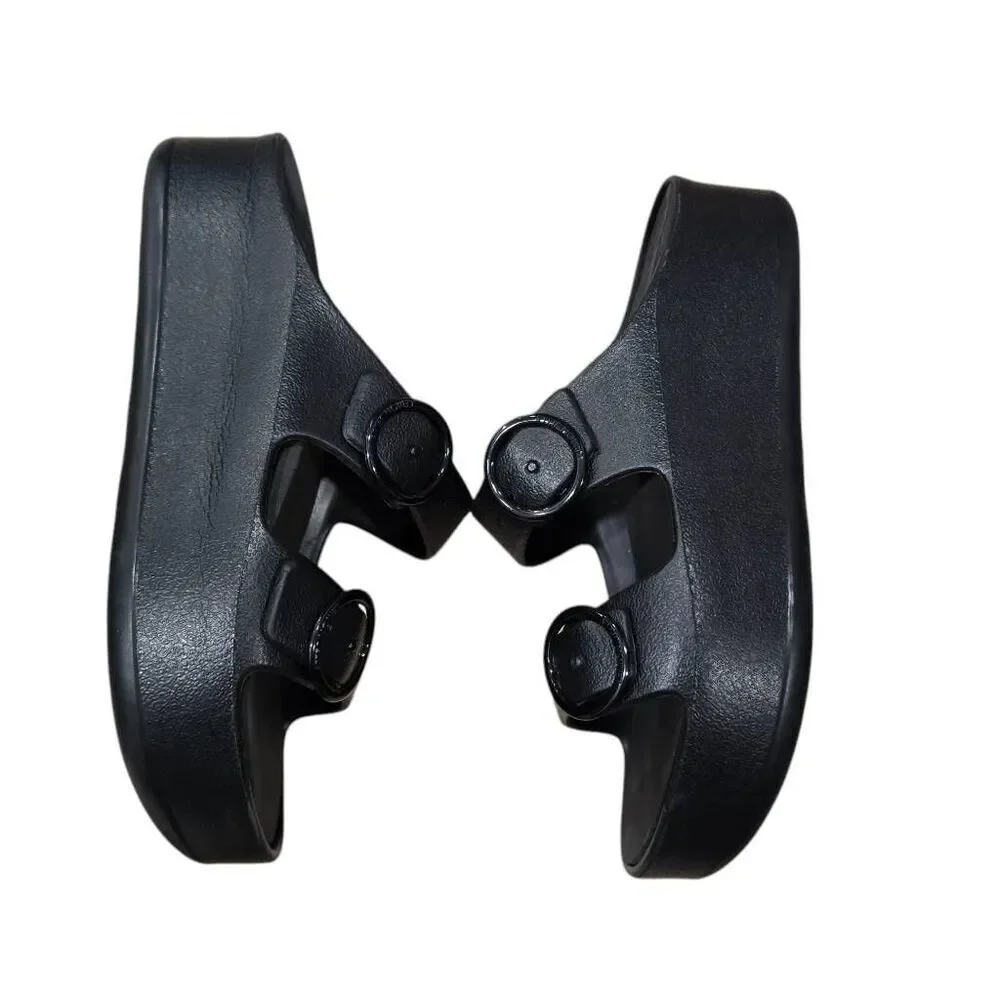 Lemon Jelly Gaia Platform Sandals Womens 10.5 Black Leather Buckle Strap Outdoor